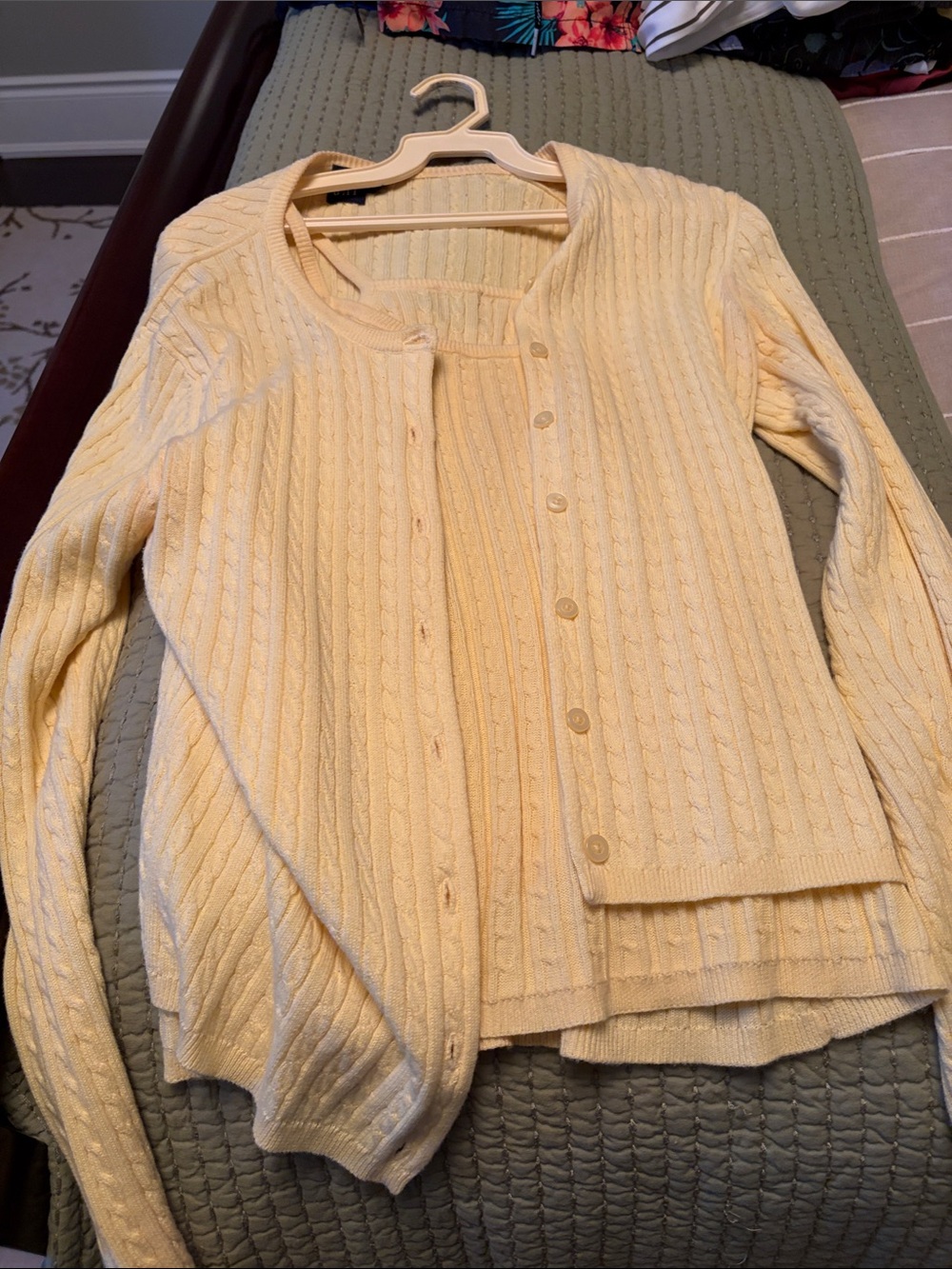 Gap yellow Cable-Knit Button Cardigan Sweater set - Women